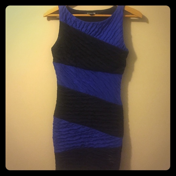 Black and blue mini bodycon dress