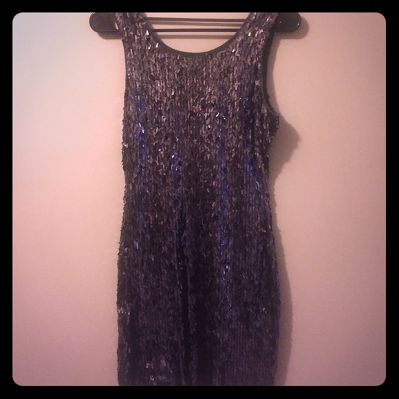 Grey sparkly mini party dress