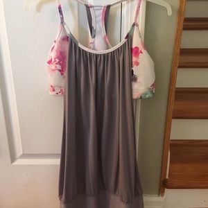 Lululemon gray and pink flower top