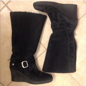 Black suede 3" wedge Ugg boots