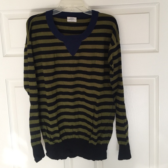 Madewell Blue and Olive Striped Sweater
