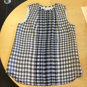 J.Crew gingham silk blouse in navy and grey
