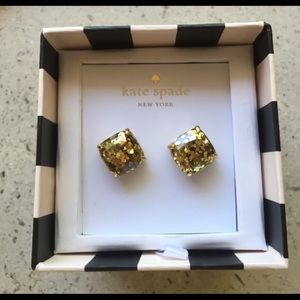 Large Kate Spade Glitter Gold Earrings