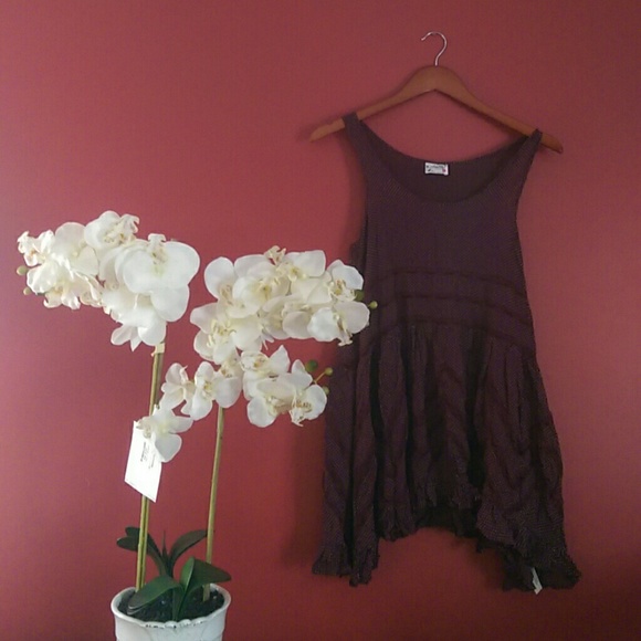 Free People Cranberry Polka Dot Trapeze Slip