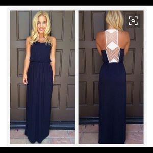 Navy blue crochet maxi from dainty hooligan