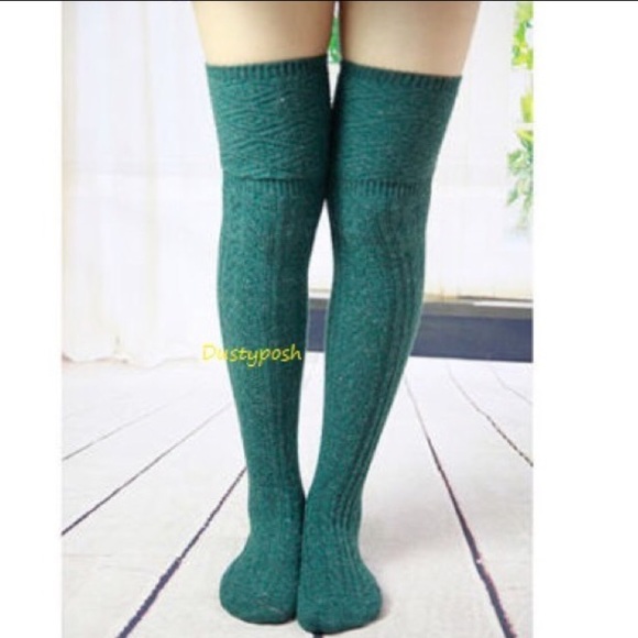 Cable Knit Over The Knee Socks Long Thigh High OTK - Picture 3 of 4