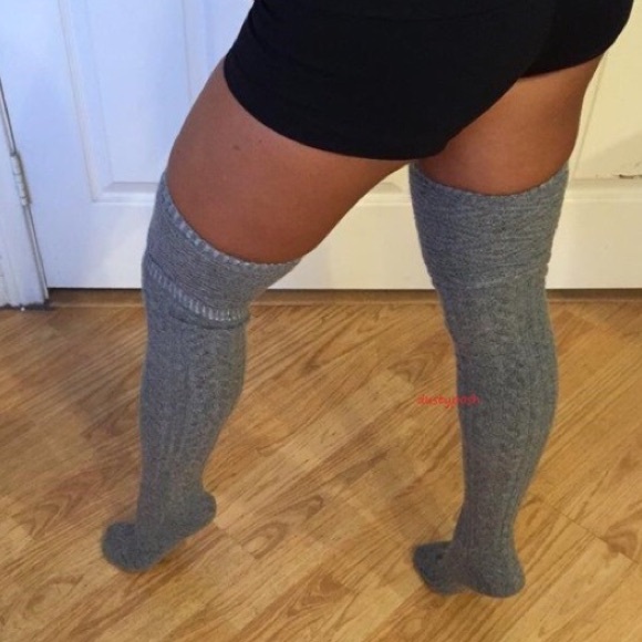 Cable Knit Over The Knee Socks Long Thigh High OTK - Picture 4 of 4