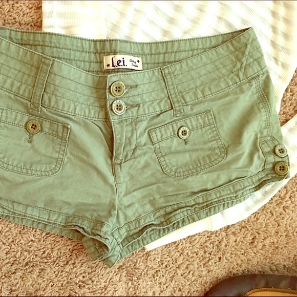 Ashley Trouble Army Green LEI Shorts