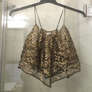 Gold lace top