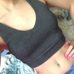 Grey Cropped ribbed tank