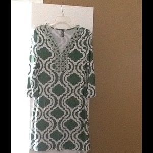 Green and white dress by Willie Mark