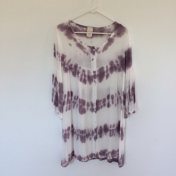 Lavender tie dye button up tunic