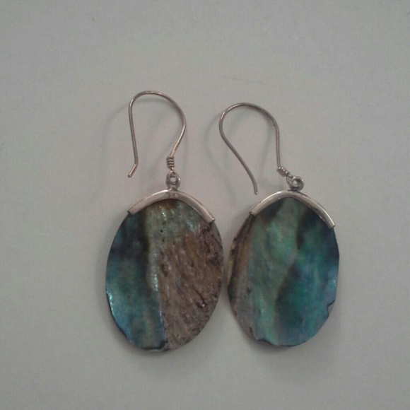 New sterling silver earrings with abalone. - Picture 2 of 2
