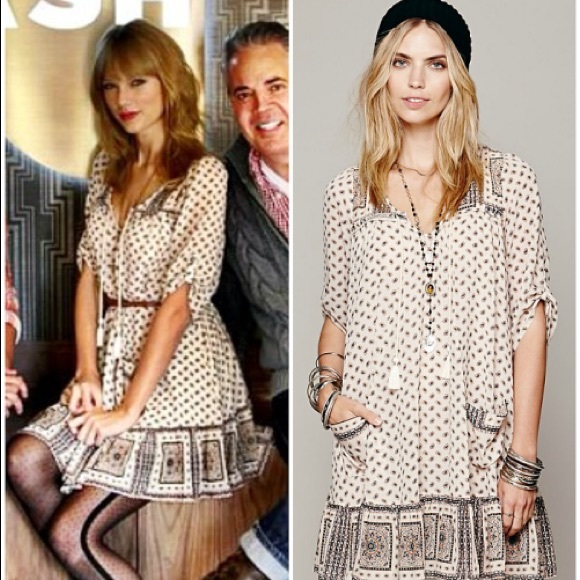 Free People Chiffon Paisley Peasant Dress