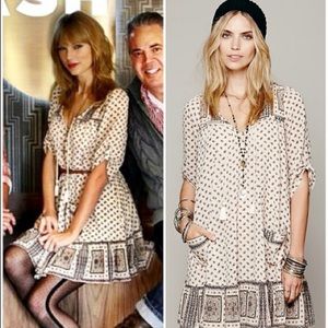 Free People Chiffon Paisley Peasant Dress