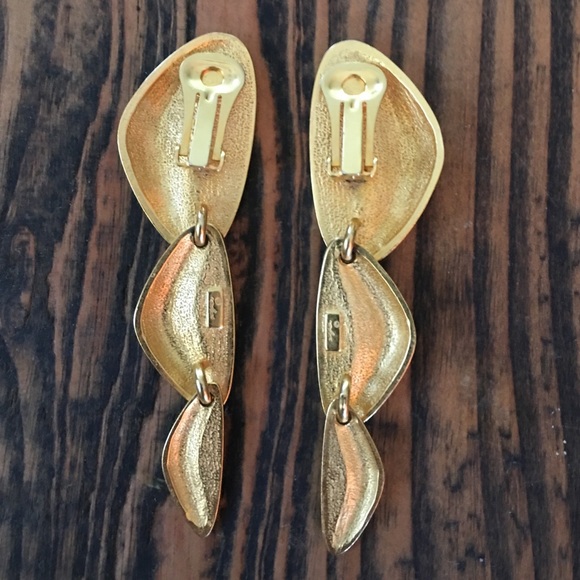 Xeja - Vintage Designer Signed Clip On Earrings - Picture 3 of 4