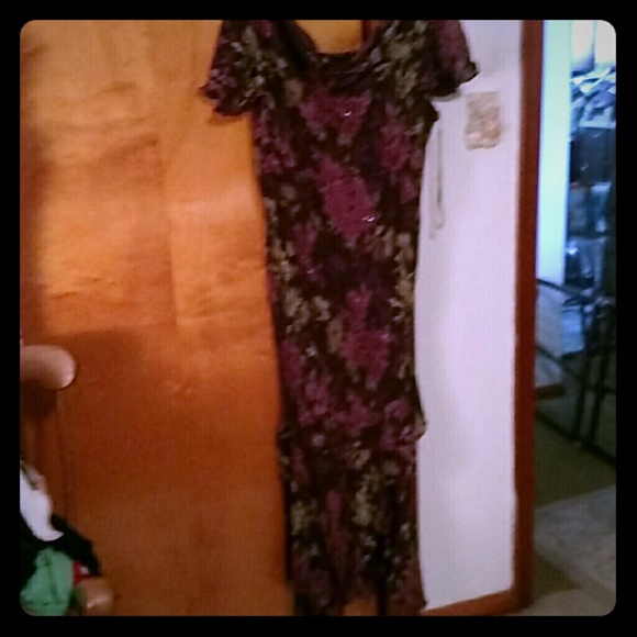Dress eve blue plus brown sequins in pink an green