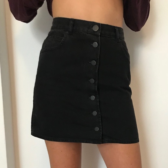 Black denim mini skirt - Picture 2 of 7