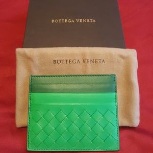Bottega Veneta Card Case Green Intrecciato Nappa
