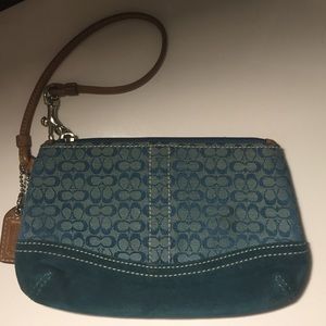 Turquoise Coach wristlet