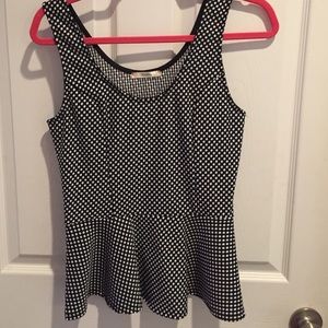 Black and White Peplum Tank. L