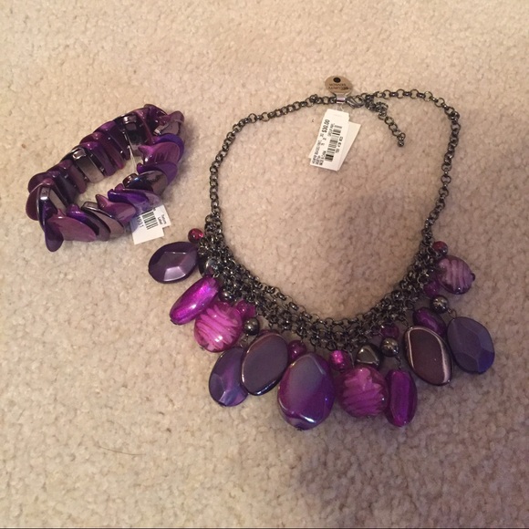 Macy's purple shell necklace and bracelet