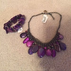 Macy's purple shell necklace and bracelet