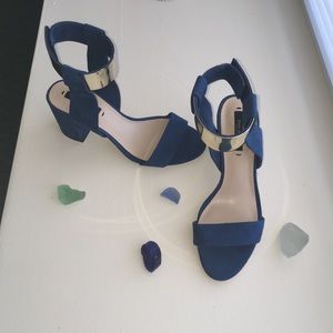 Zara Blue and Gold Pumps