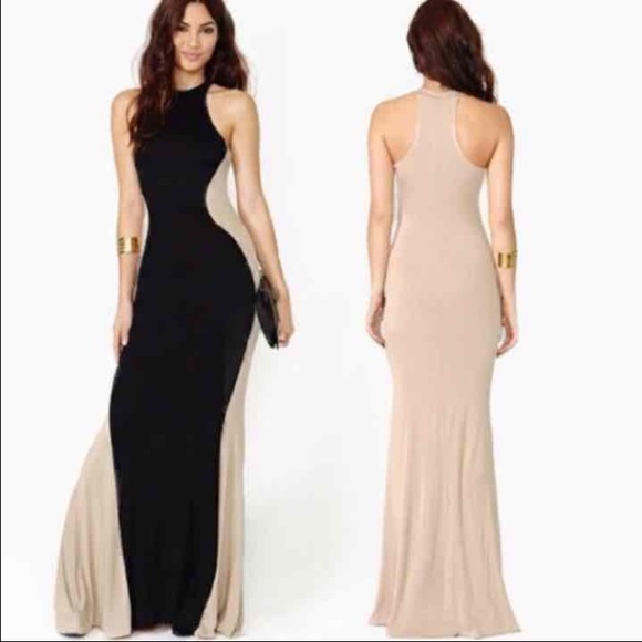 Dresses & Skirts - Sexy Black & Tan Hourglass Maxi Dress S-M