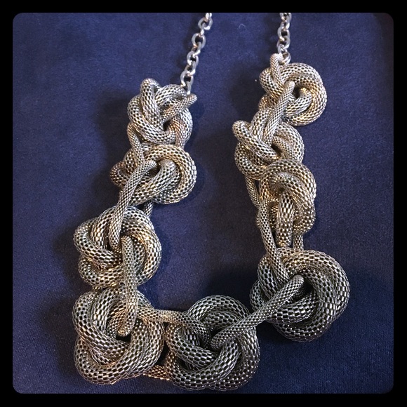 Silver knot statement necklace