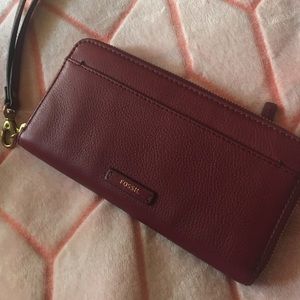 Authentic Wine Red Fossil Wallet
