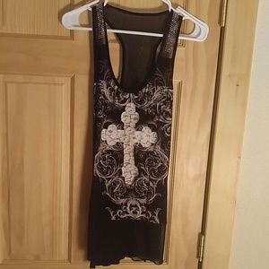 Daytrip Blinged out tank, sheer on bottom