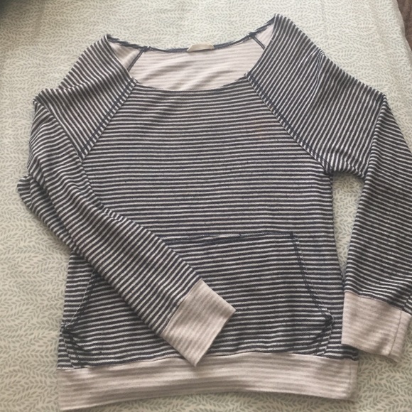 Navy and white striped sweatshirt