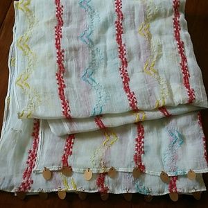Long embroidered scarf