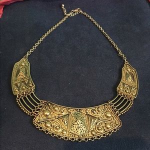 F21 gold statement bib necklace