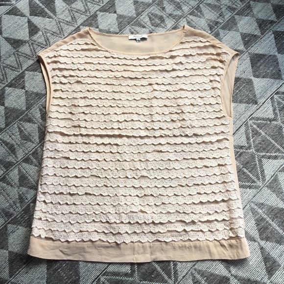 Madewell full lace light cream silk top