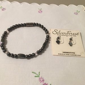 Hematite bracelet & earrings