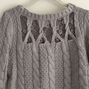 Lauren Conrad cable knit sweater with lace inset