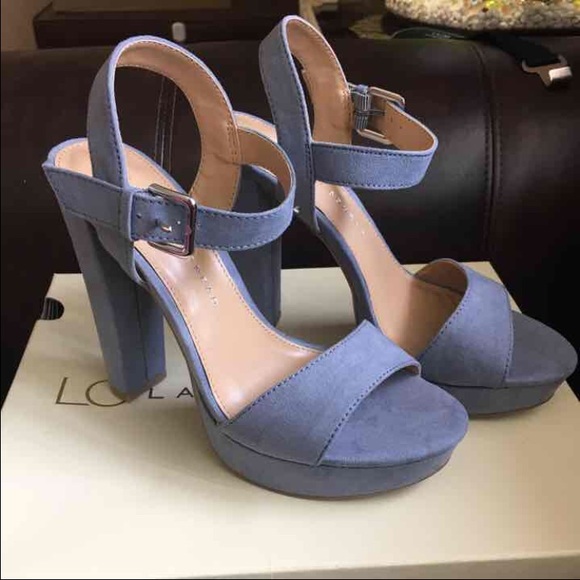 LC Blue Velvet Heels