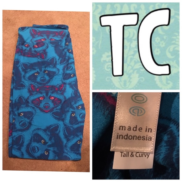 Lularoe raccoon print leggings NWT TC unicorn