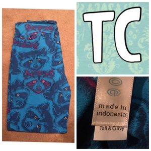 Lularoe raccoon print leggings NWT TC unicorn