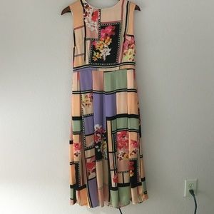 Romwe Floral Mixed Print Tea Length dress