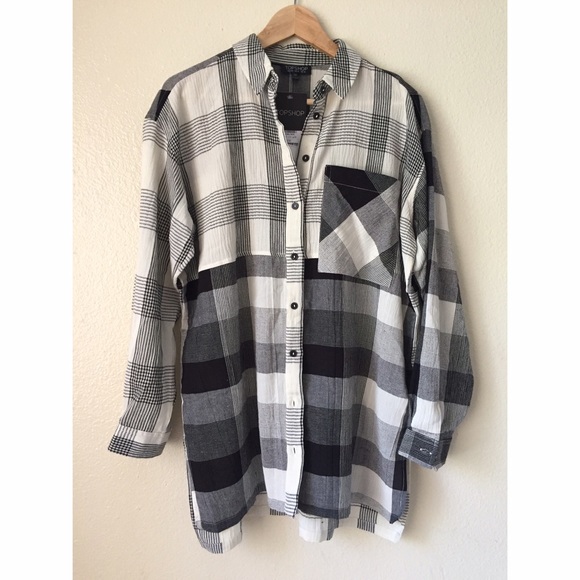 Topshop plaid shirts / medium size / black