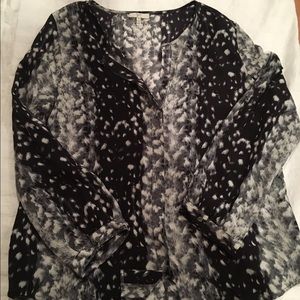 Joie 'Purine' Snow Leopard Silk Blouse