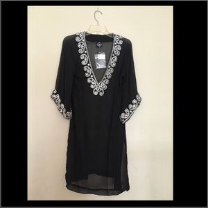 Beautiful Zeugari Sheer Black Kaftan w/rhinestones