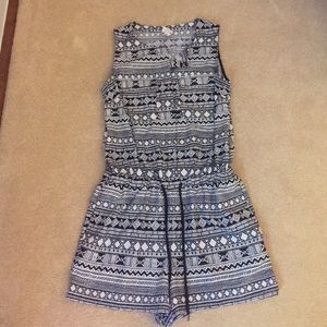 Womens black & white patterned romper