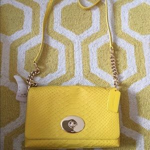 NWT coach crossbody yellow embossed Python leather