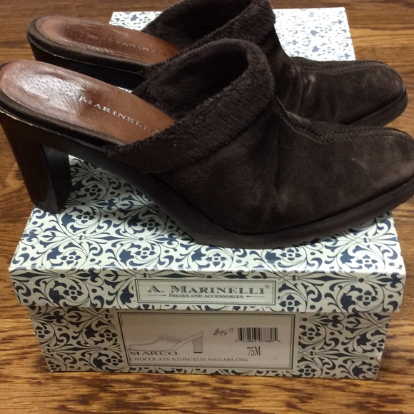 Brown Suede Mules with Heel