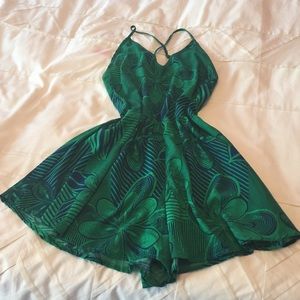 Green and Blue floral Romper