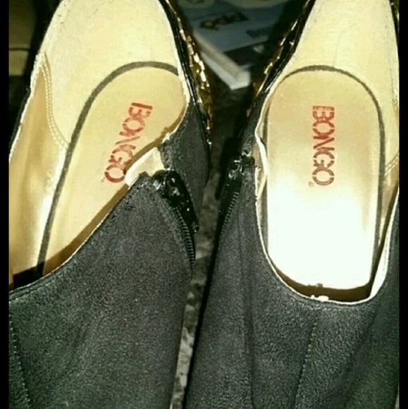 Gold Studded Black Ankle Boots - Picture 3 of 4